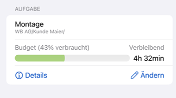 Budgetinfo in der App