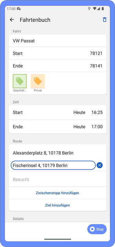 Fahrtenbuch Android