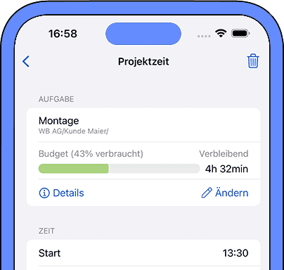 Projektzeiterfassung in der App