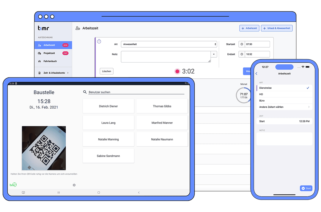 timr Arbeitszeiterfassung - Web, App, Terminal